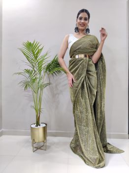 Olive Heavy Netting Fabric & Heavy Satin Silk