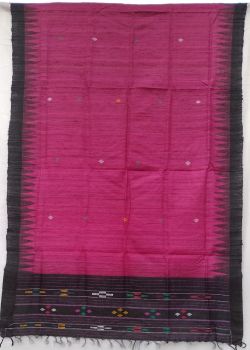 Black & Onion Pink Pure Tussar Ghicha Silk Stole
