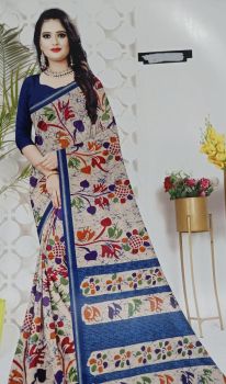 Blue Pure Chanderi Silk Saree From Bengal