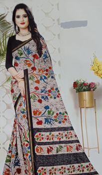 Black Pure Chanderi Silk Saree From Bengal