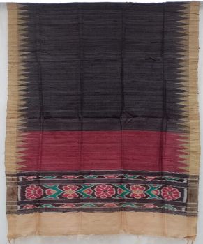 Black Pure Tussar Ghicha Silk Stole