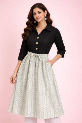 Elegant Women’s Bengal Cotton Hand Block Printed Kurti with Traditional Patterns and Comfortable Fabric
