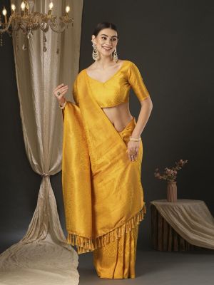 Gold Party Wear Silk Saree