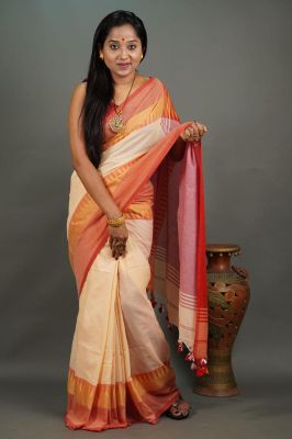 Multi Colour Pure Handloom Cotton Saree From Bengal