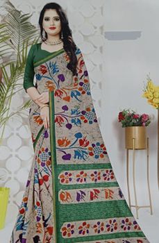 Green Pure Chanderi Silk Saree From Bengal