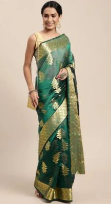 Forest Green Pure Handloom Silk Saree From Banaras
