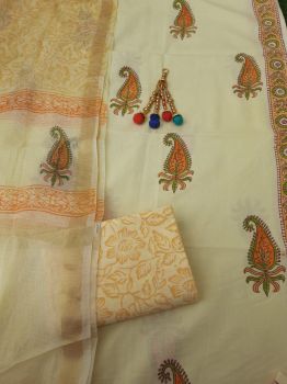 Light Yellow Cotton Suit Dress Material