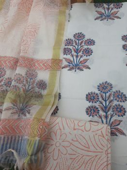 White Cotton Suit Dress Material