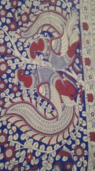 White & Pink Kalamkari Cotton Saree