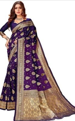 Purple Pure Handloom Silk Saree From Banaras