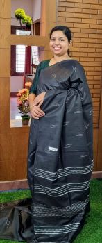 Black Pure Handloom Crafted Kota Silk Saree From Bhagalpur