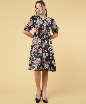 Multi Colour One Piece Printed Polyester Digital Print Round Neck