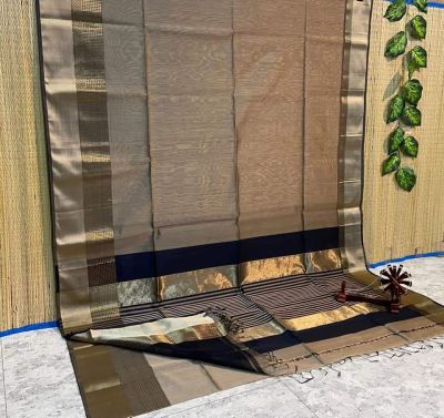 Brown Pure Handloom Silk Saree From Bengal
