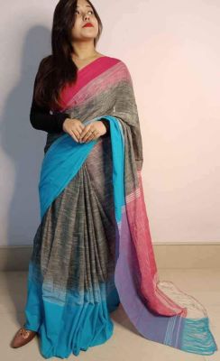Multi Colour Pure Handloom Cotton Saree From Bengal