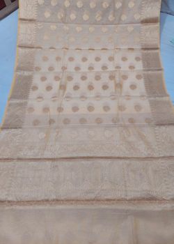 Grey Mercerized Cotton Saree From Banaras