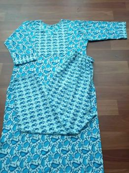 Sky Blue Pure Handloom Cotton Kurti From Bengal