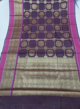 Purple Mercerized Cotton Saree From Banaras