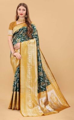 Green Gold Pure Handloom Silk Saree From Banaras