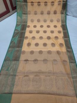 Light Brown Mercerized Cotton Saree From Banaras