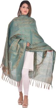 Bluish Grey Art Silk Printed Dupatta