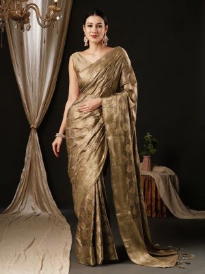 Coffee Coral Party Wear Silk Saree