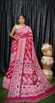 Brick Red Pure Handloom Jamdani Saree From Bengal