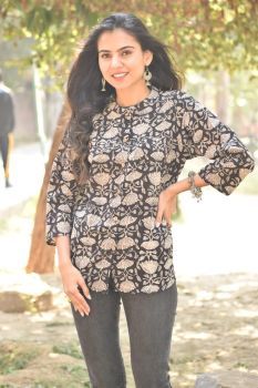 Black Hand Block Printed Cotton Top