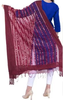 Maroon Sequence Pattern Cotton Dupatta