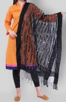 Black Sequence Pattern Cotton Dupatta