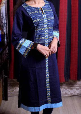 Blue Pure Handloom Long Kurti From Bengal