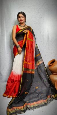 Multi Colour Pure Handloom Cotton Saree From Bengal
