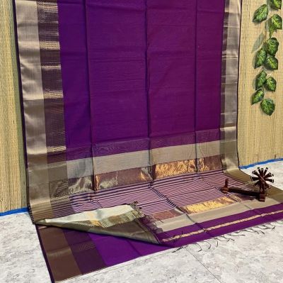 Purple Pure Handloom Silk Saree From Bengal