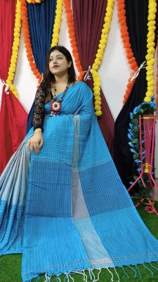 Multi Colour Pure Handloom Cotton Saree From Bengal
