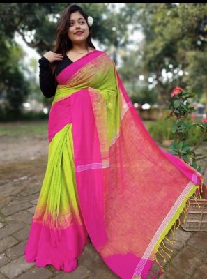 Multi Colour Pure Handloom Cotton Saree From Bengal