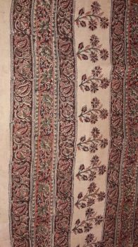 Light brown color kalamkari saree with dark brown border & floral design