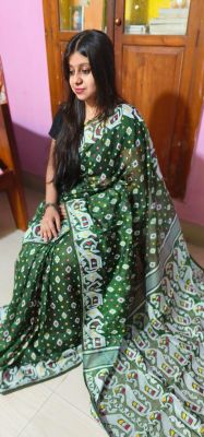 Green Pure Handloom Dhakai Jamdani Saree From Bengal