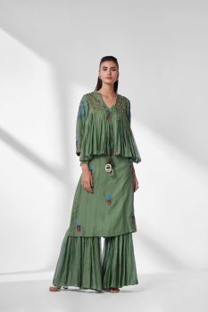 Pleated Shrug Three Piece Set