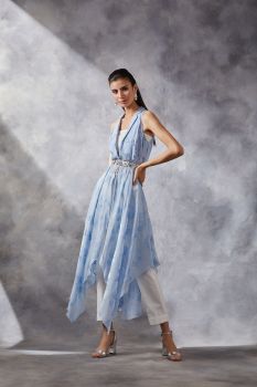 Cigarette Pants Coord With Belted Cape