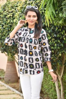 Black White Hand Block Printed Cotton top