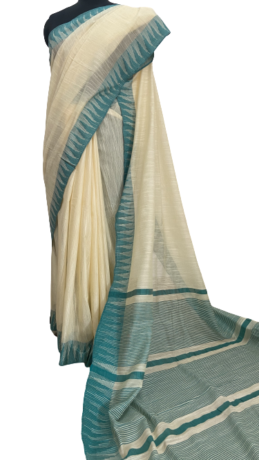 White Handcrafted Kota Silk Saree