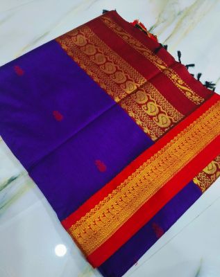 Royal Blue Pure Handloom Gadwal Saree From Bengal