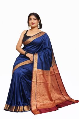 Blue Kashmiri Pashmina Silk Saree From Bengal