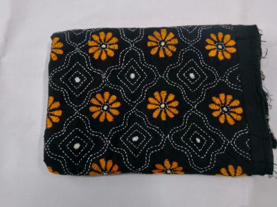 Black Colour Pure Cotton Kathastitch Dupatta From Bengal