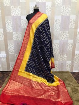 Black Red Zig Zag Georgette Saree