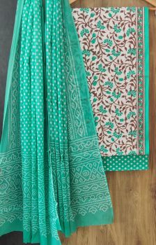 Mint Green Printed Suit With Flower Design Dupatta