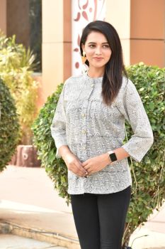 White Hand Block Printed Cotton Top