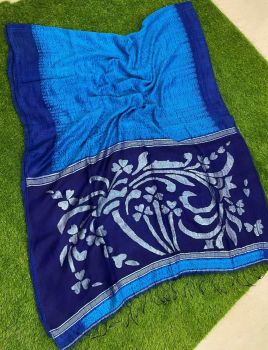 Sky Blue Srevori Pure Soft Matka Reshom Saree From Bengal