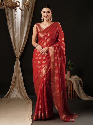 Old Brick Party Wear Georgette Banarasi Saree
