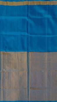 Azure Blue Uppada Tissue Silk Saree With Golden Border