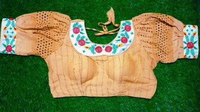 Cream Flower Cotton Pad Readymade Blouse